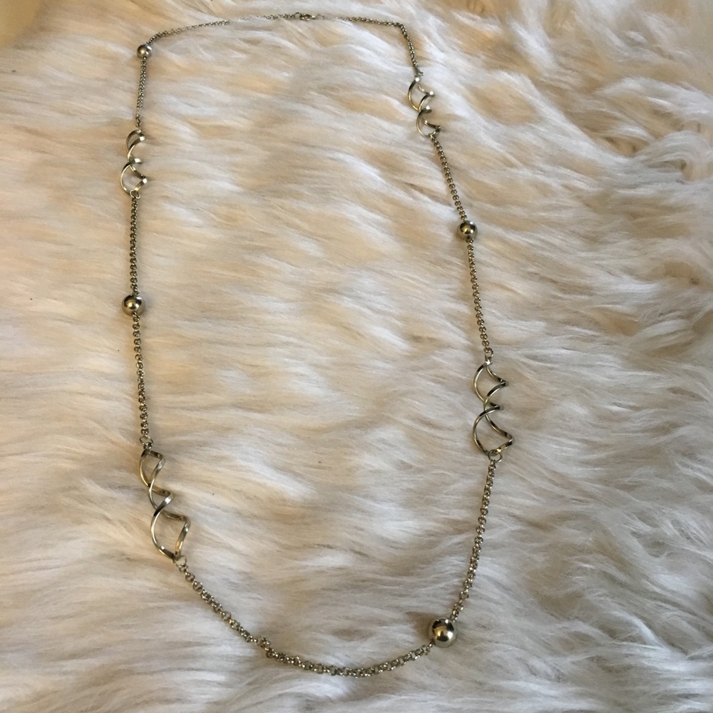 Long chain necklace neutral simple minimal